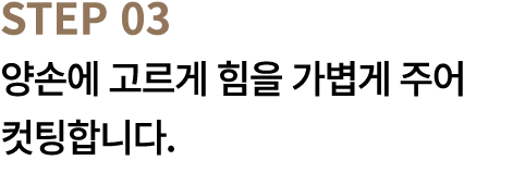 STEP 03 양손에 고르게 힘을 가볍게 주어 컷팅합니다.