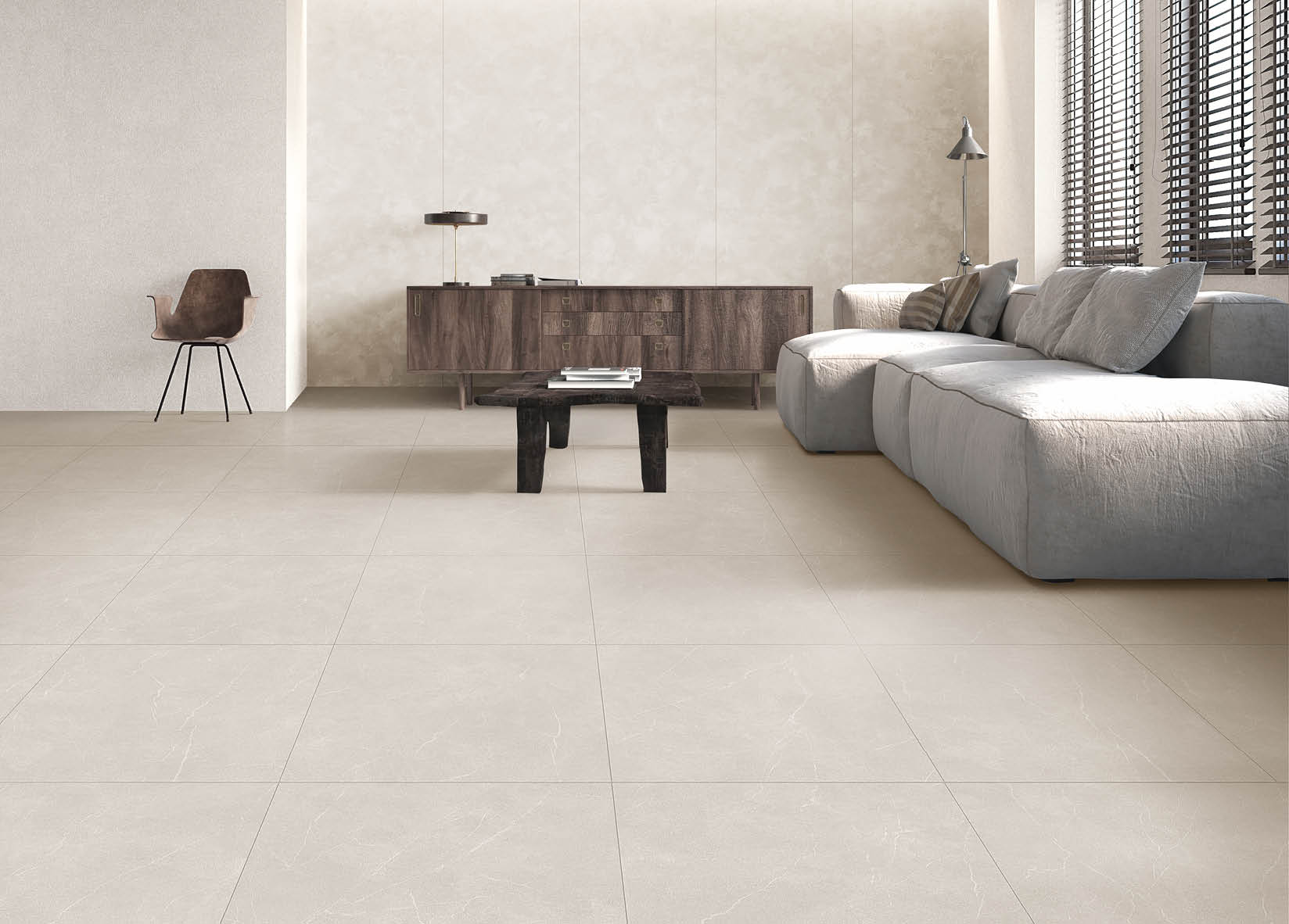 Modern cozy white living room and wall texture background interior design / 3D rendering