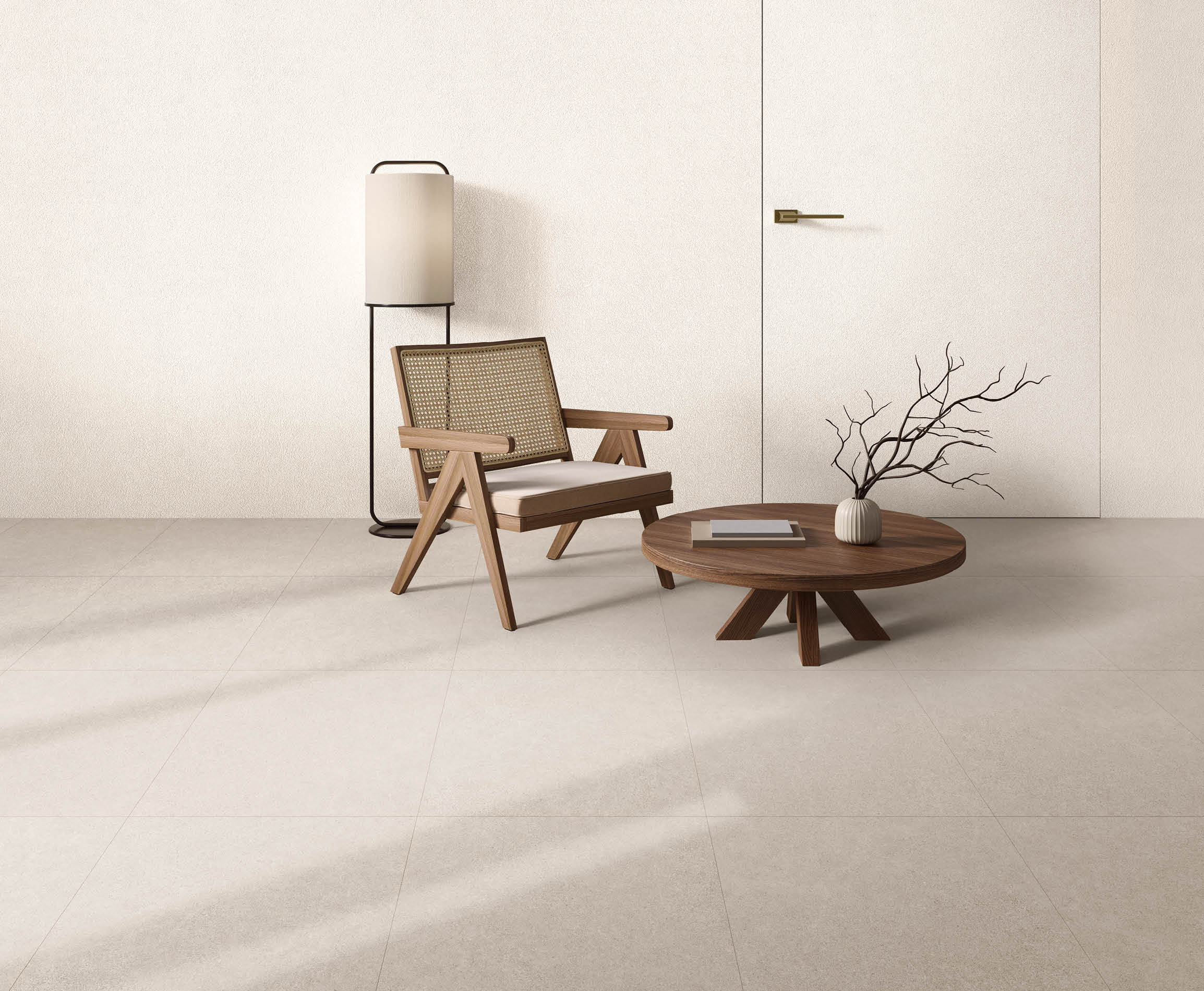 Modern minimalism, scandinavian style, living room interior, empty wall, 3d render, 3d illustration